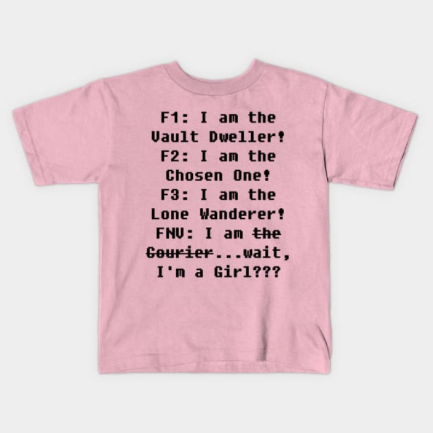 Fallout: Wait I'm What? Kids T-Shirt by GoodTransGirl's Shop